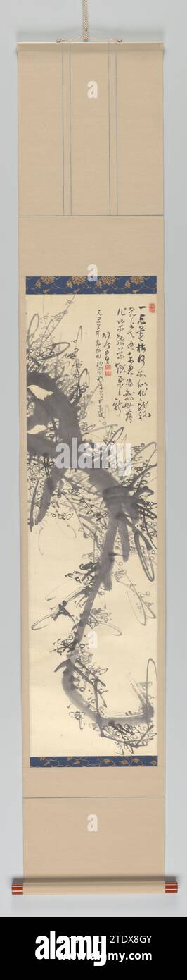 Peinture zen et calligraphie, kōkai tōryū, 1779 - 1853 Prune Tree dragon. papier. Calligraphie encre Prune Tree dragon. papier. calligraphie à l'encre Banque D'Images