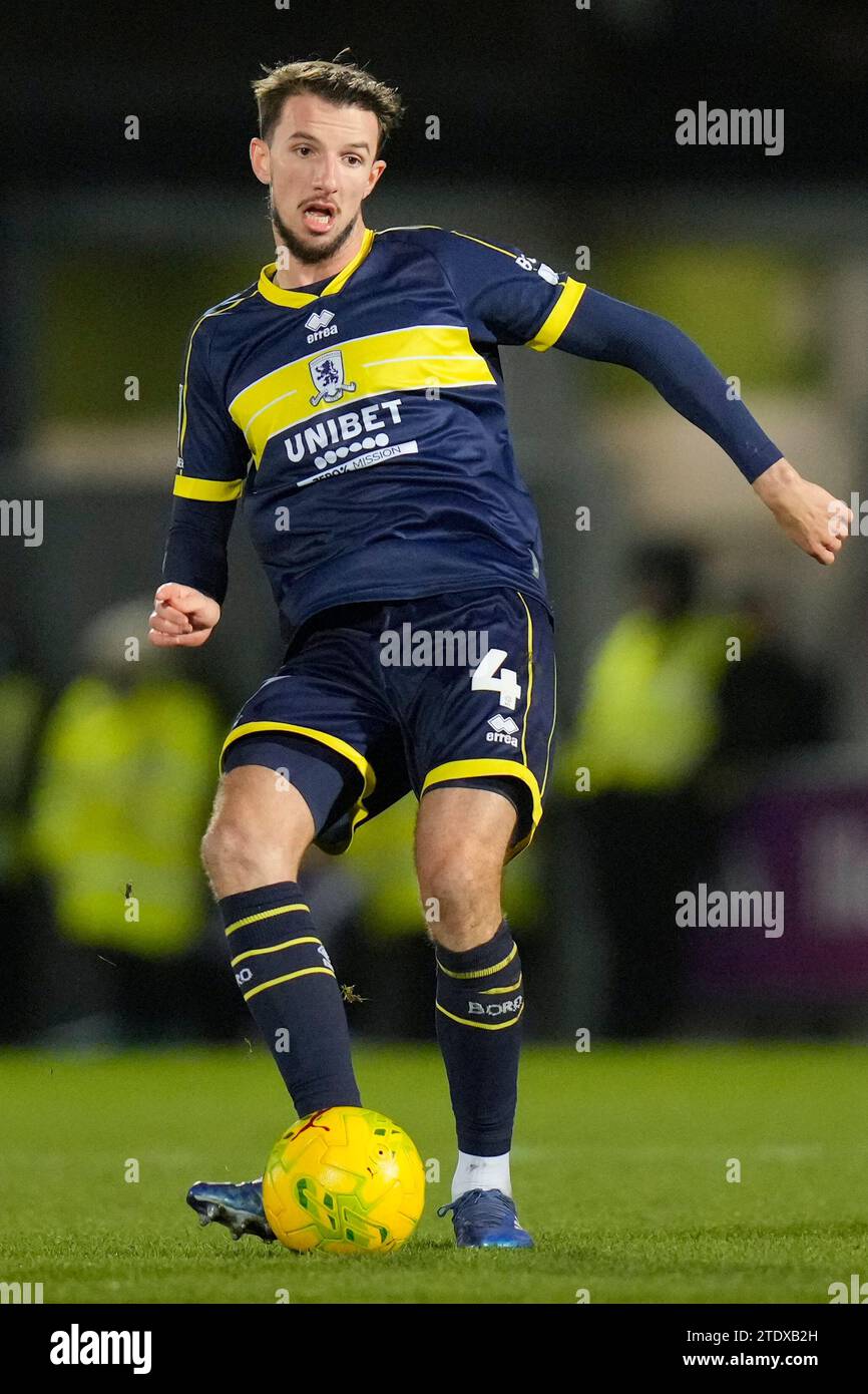 Burslem, Royaume-Uni. 31 août 2023. DaN Barlaser #4 de Middlesbrough lors du match de quart de finale de la Carabao Cup Port Vale vs Middlesbrough à Vale Park, Burslem, Royaume-Uni, le 19 décembre 2023 (photo Steve Flynn/News Images) à Burslem, Royaume-Uni le 8/31/2023. (Photo Steve Flynn/News Images/Sipa USA) crédit : SIPA USA/Alamy Live News Banque D'Images