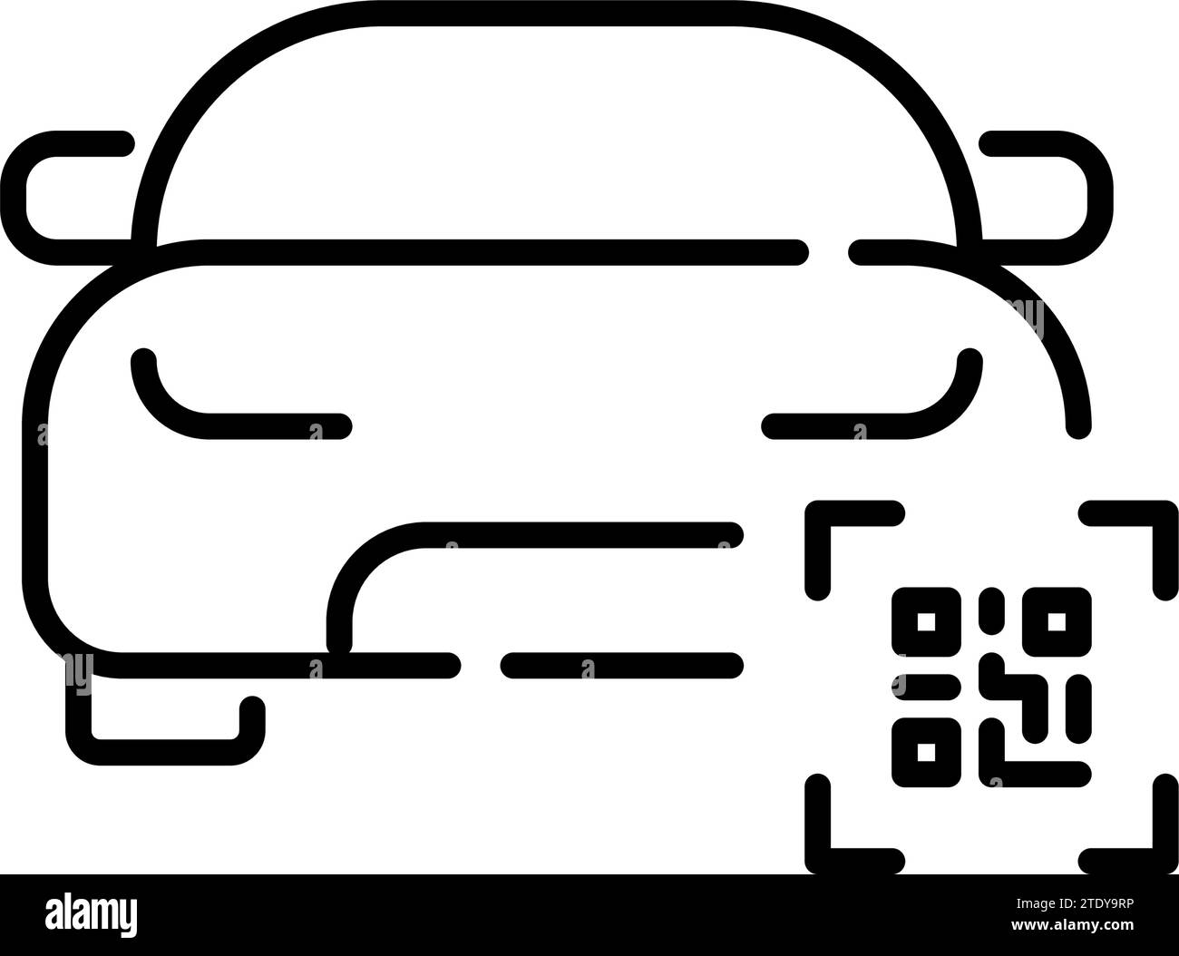 Services d'autopartage et de location de voiture alimentés par code qr. Contour modifiable et parfait au pixel près Illustration de Vecteur