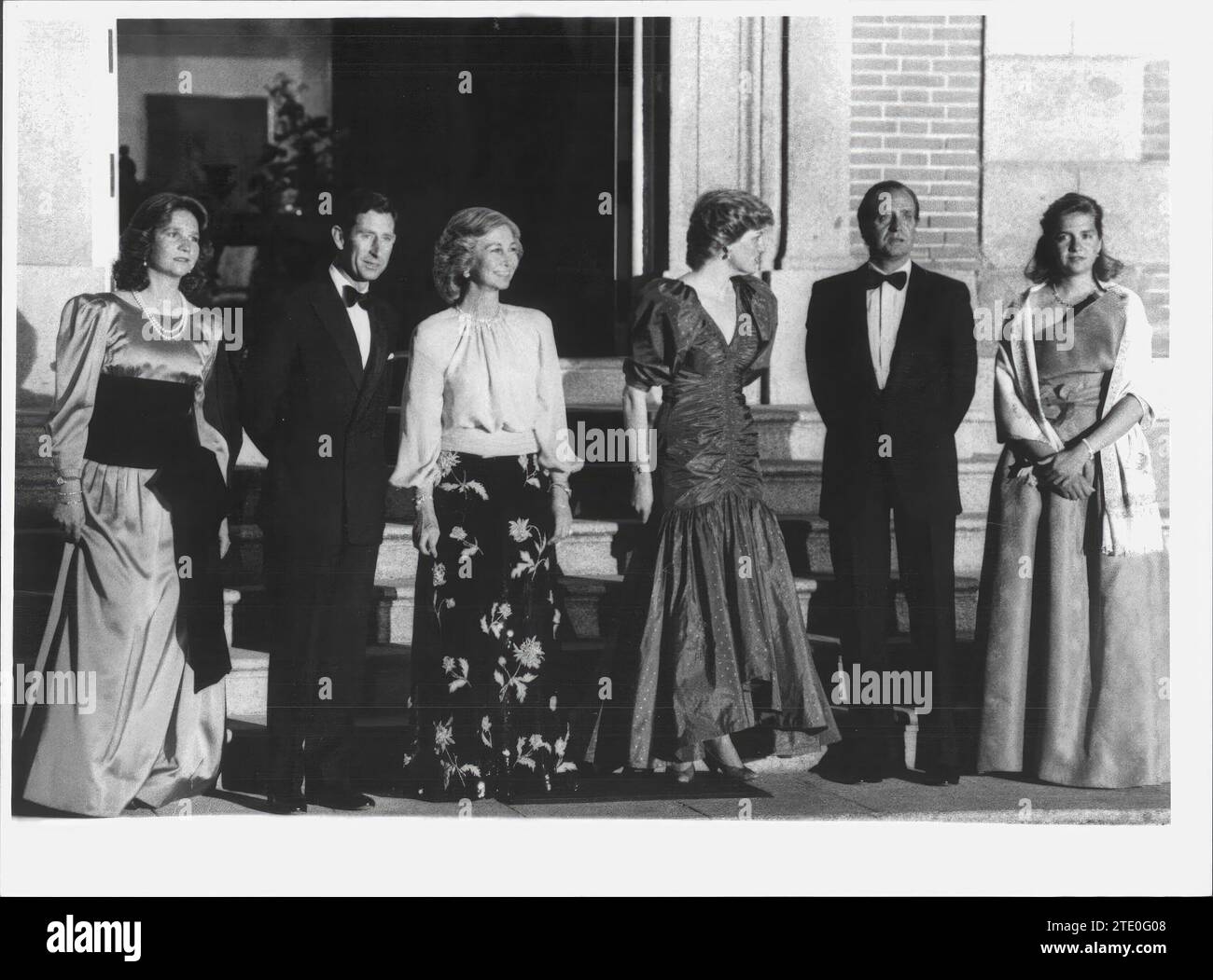 04/20/1987. Les Princes de Galles, à Madrid. Dans l'image, avant le dîner privé que les Rois leur ont offert dans le palais Zarzuela. Crédit : Album / Archivo ABC Banque D'Images