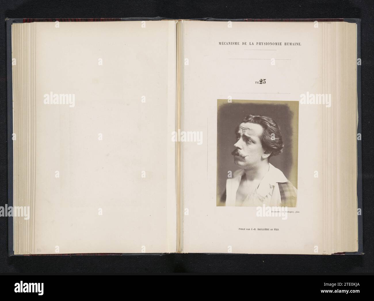 Portrait d'un sujet test : 'un Jeune Homme', c. 1860 - en ou avant 1862 OngenumMeRe Pagina met Foto 25 UIT mécanisme de physionomie humaine ou analyse électrophysiologique de l'expression des passions (atlas). Francepublisher : papier de Paris. Support photographique tirage albumine France OngenumMeRe Pagina met Foto 25 UIT mécanisme de physionomie humaine ou analyse électrophysiologique de l'expression des passions (atlas). Francepublisher : papier de Paris. Support photographique tirage albumen France Banque D'Images