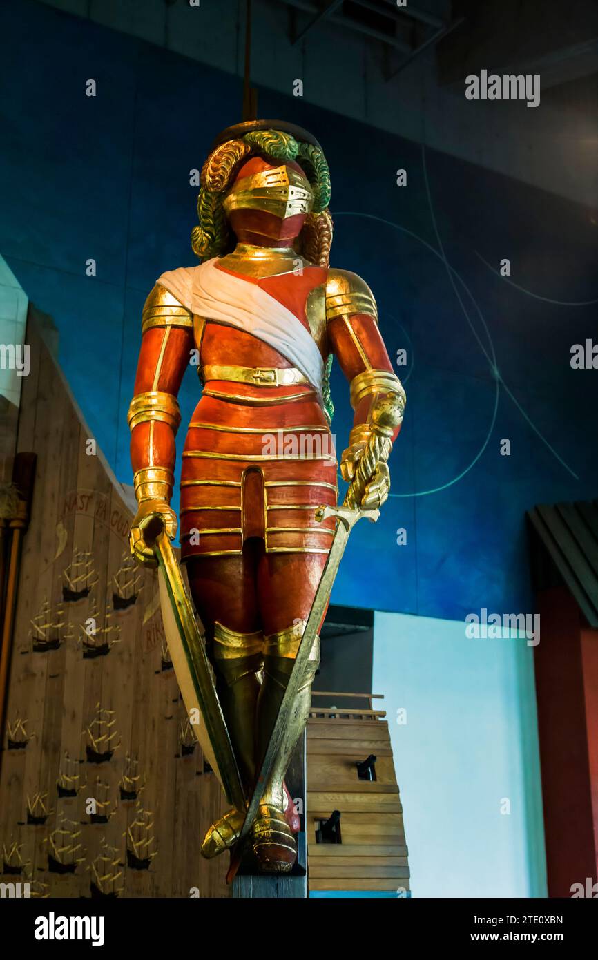 STOCKHOLM, SUÈDE - 28 JUIN 2016 : Ceci est l'ornement de navire en bois (reconstruction) dans le musée du navire Vasa. Banque D'Images