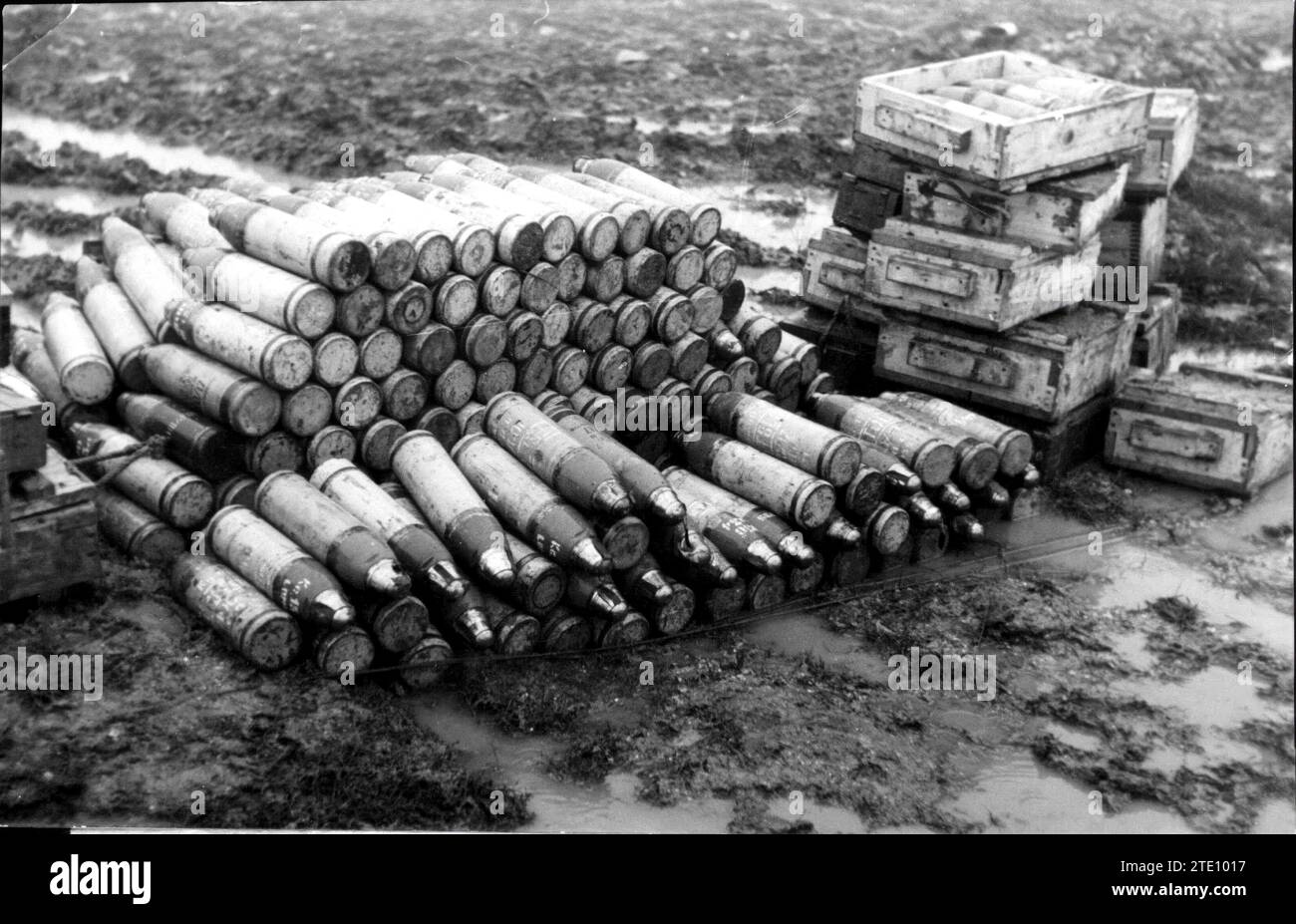 02/28/1937. Projectiles de canon d'origine italienne, qui ont été trouvés dans un champ à Guadalajara à côté de la route lorsque les républicains les ont pris. Crédit : Album / Archivo ABC / Albero y Segovia Banque D'Images