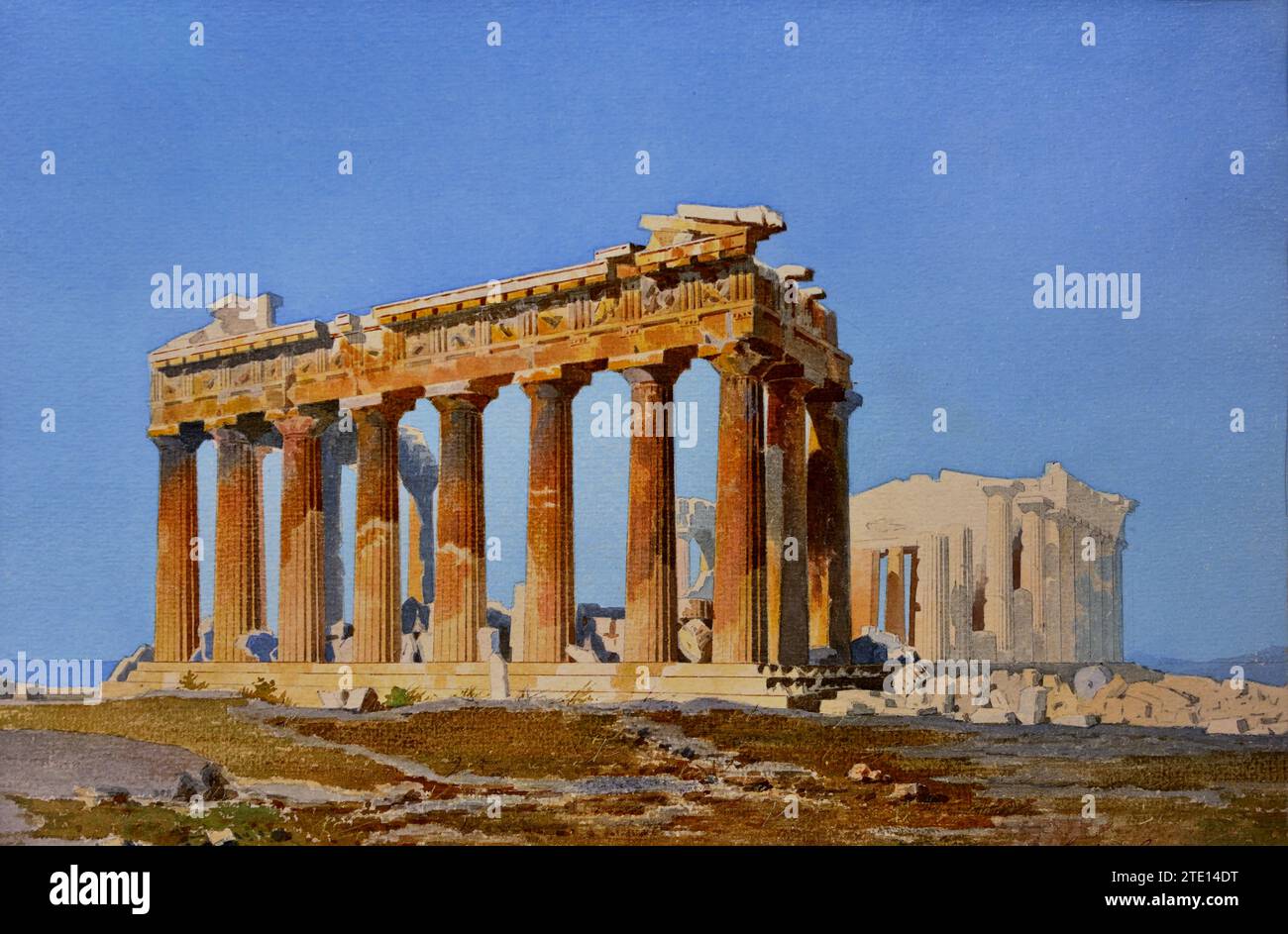 Lanza Stefanos (1861 - 1933) le Parthénon, peinture 19RBR-20e siècle, Galerie nationale, Athènes, Grèce. Banque D'Images