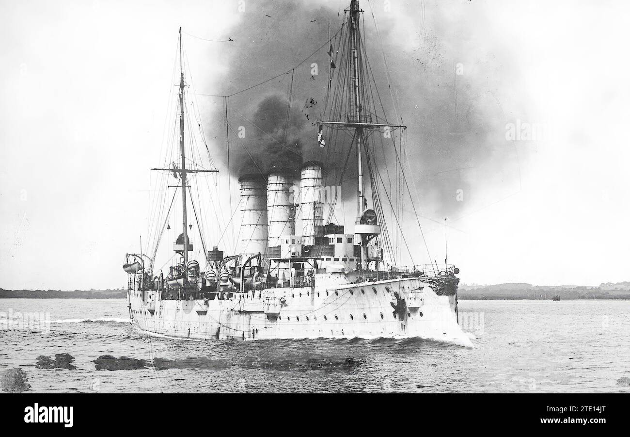 11/30/1914. Du combat naval des îles Fakland. Le croiseur allemand Leipzig, coulé par l'escadre britannique. Crédit : Album / Archivo ABC / Charles Trampus Banque D'Images