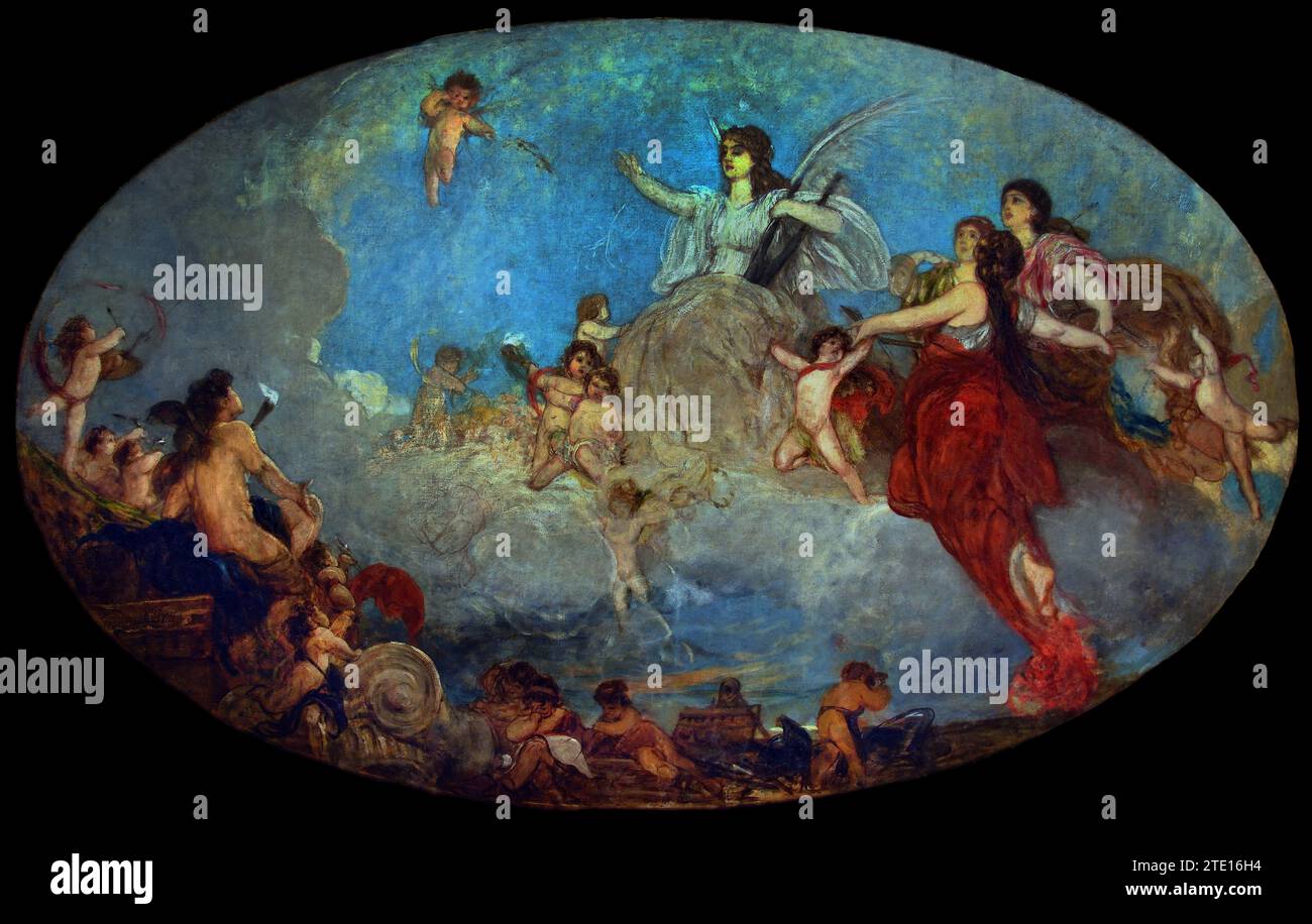 Gyzis Nikolaos (1842 - 1901) les Arts libéraux et leurs esprits, 1878 - 1880 peinture 19RTP-20th Century, Galerie nationale, Athènes, Grèce. Banque D'Images