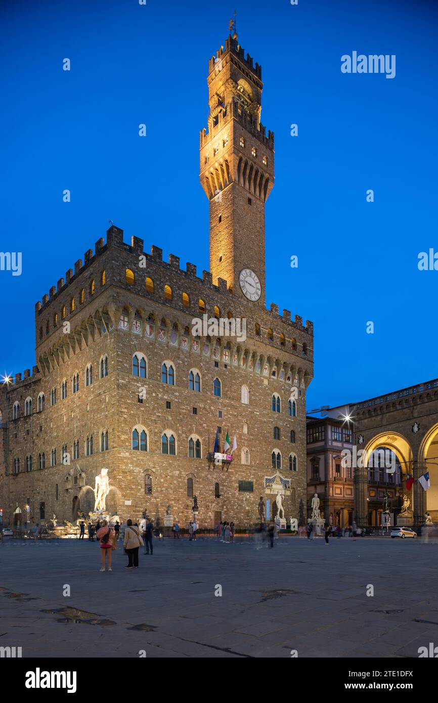 Piazza della Signoria avec le Palazzo Vecchio, Florence, Italie Banque D'Images