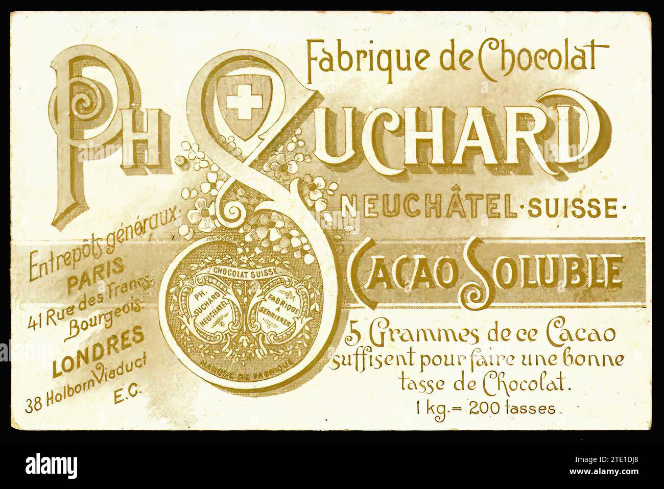 Chocolate Suchard 001 - Vintage French Tradecard Back Illustration Banque D'Images