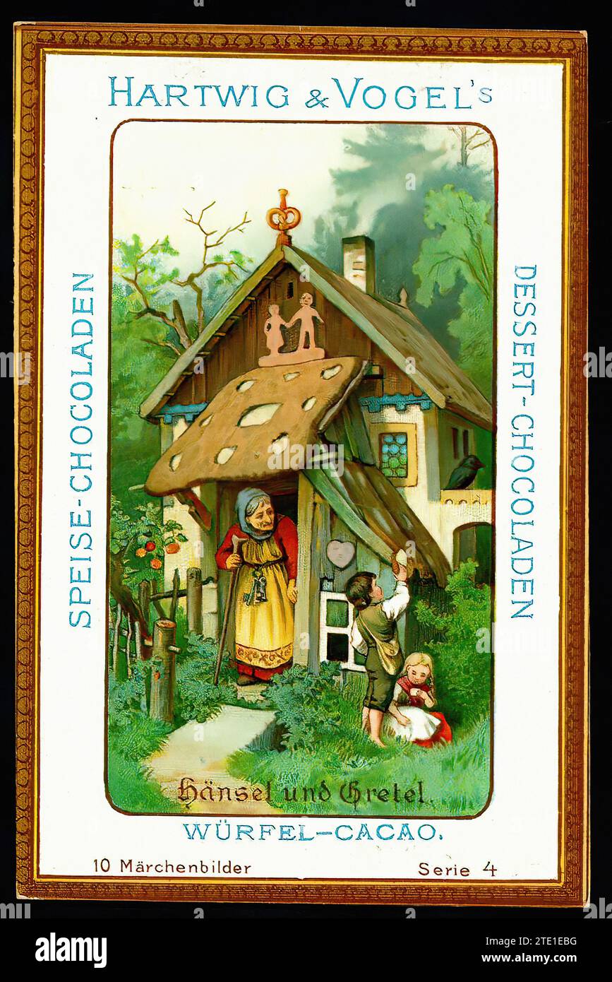 Hansel & Gretel - Illustration Tradecard allemande vintage Banque D'Images