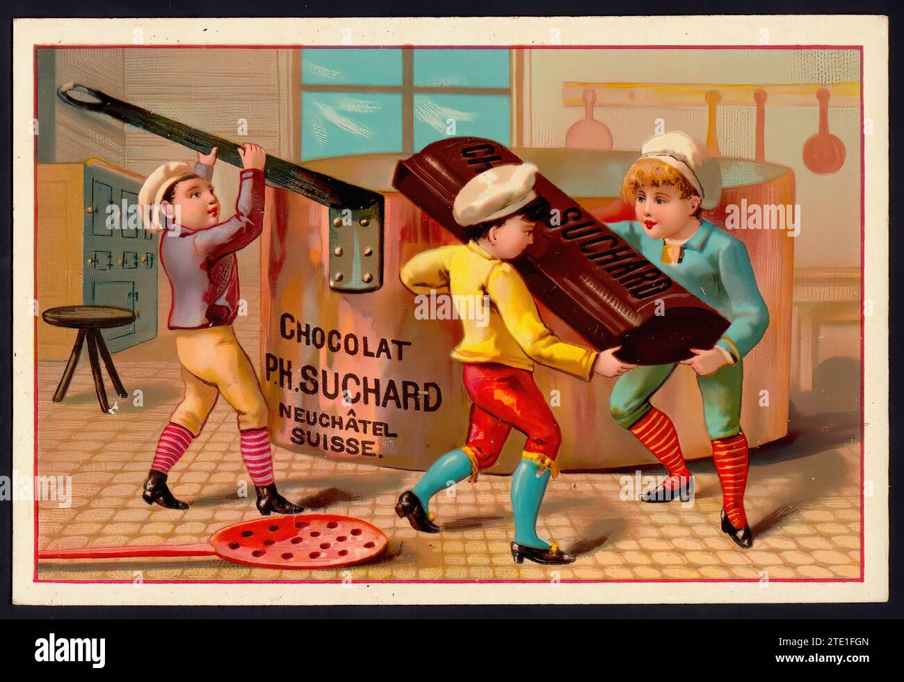 Scènes avec chocolat - Vintage Suchard Tradecard su009 Illustration Banque D'Images