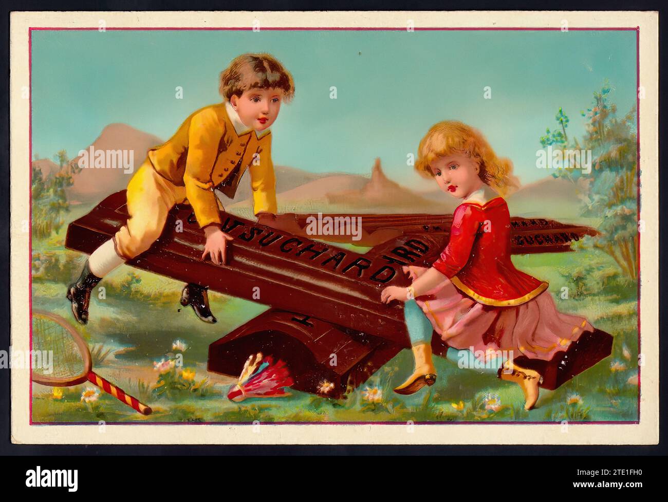 Scènes avec chocolat 001 - Vintage Suchard Tradecard su009 Illustration Banque D'Images