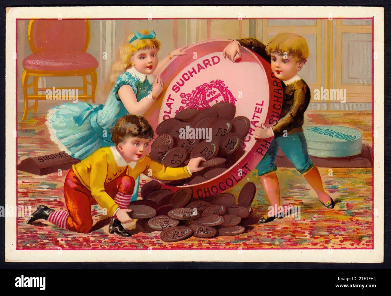 Scènes avec chocolat 002 - Vintage Suchard Tradecard su009 Illustration Banque D'Images