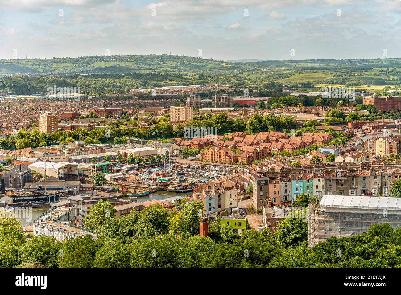 Vue de la ville de Bristol depuis Brandon Hill, vue depuis la tour Cabot, Somerset, Angleterre, Royaume-Uni Banque D'Images