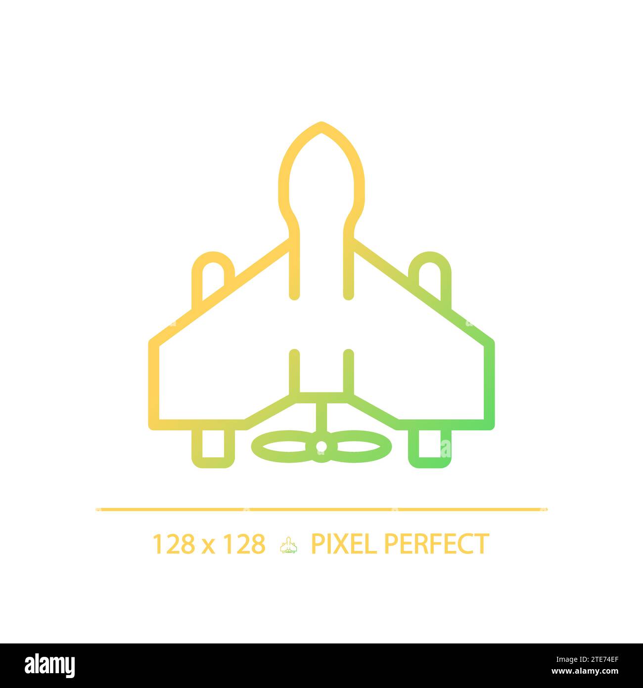 Icône de drone militaire à gradient parfait pixel 2D Illustration de Vecteur