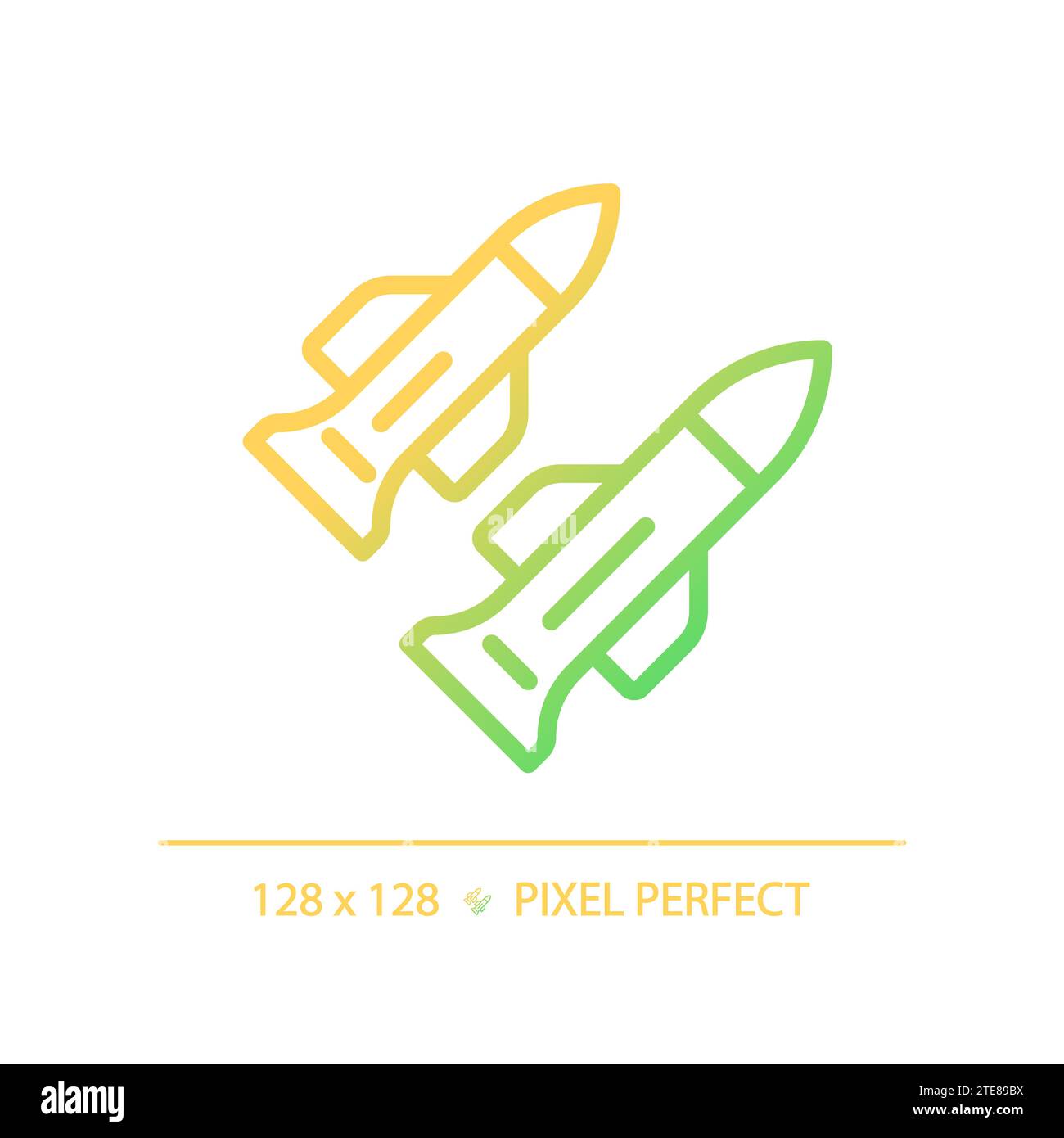 Icône de missile à gradient simple Perfect pixel en ligne fine 2D. Illustration de Vecteur