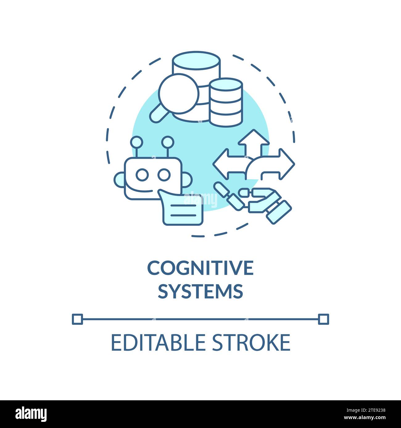 Concept d'icône de systèmes cognitifs bleus simples à ligne mince Illustration de Vecteur