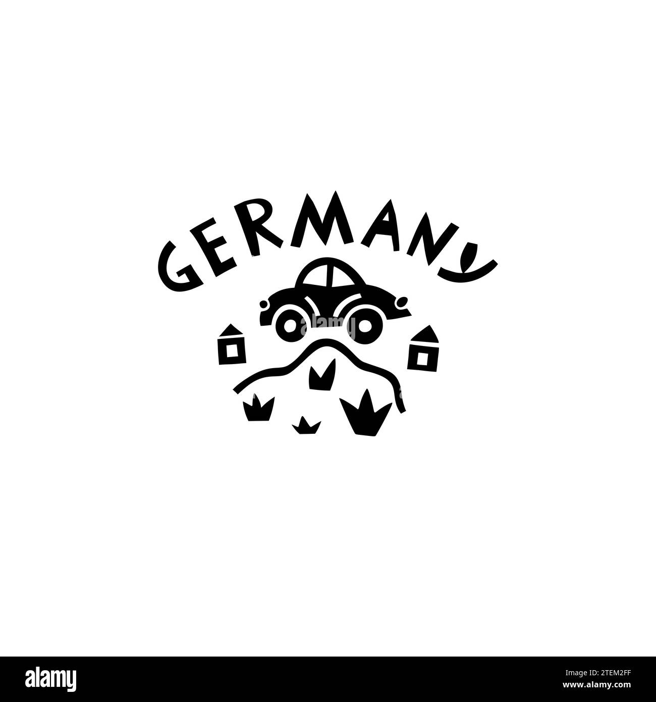 Vector Hand Drawn Germany Label. Travel Europe Illustration. Illustration du lettrage écrit à la main. Logo symbole Allemagne Illustration de Vecteur