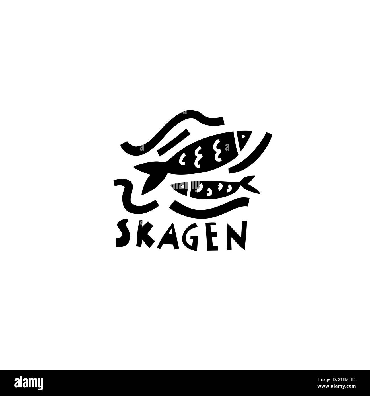 Vector Hand Drawn Danemark Label. Voyage Skandinavian Illustration. Illustration de lettrage à la main. Logo danois Illustration de Vecteur