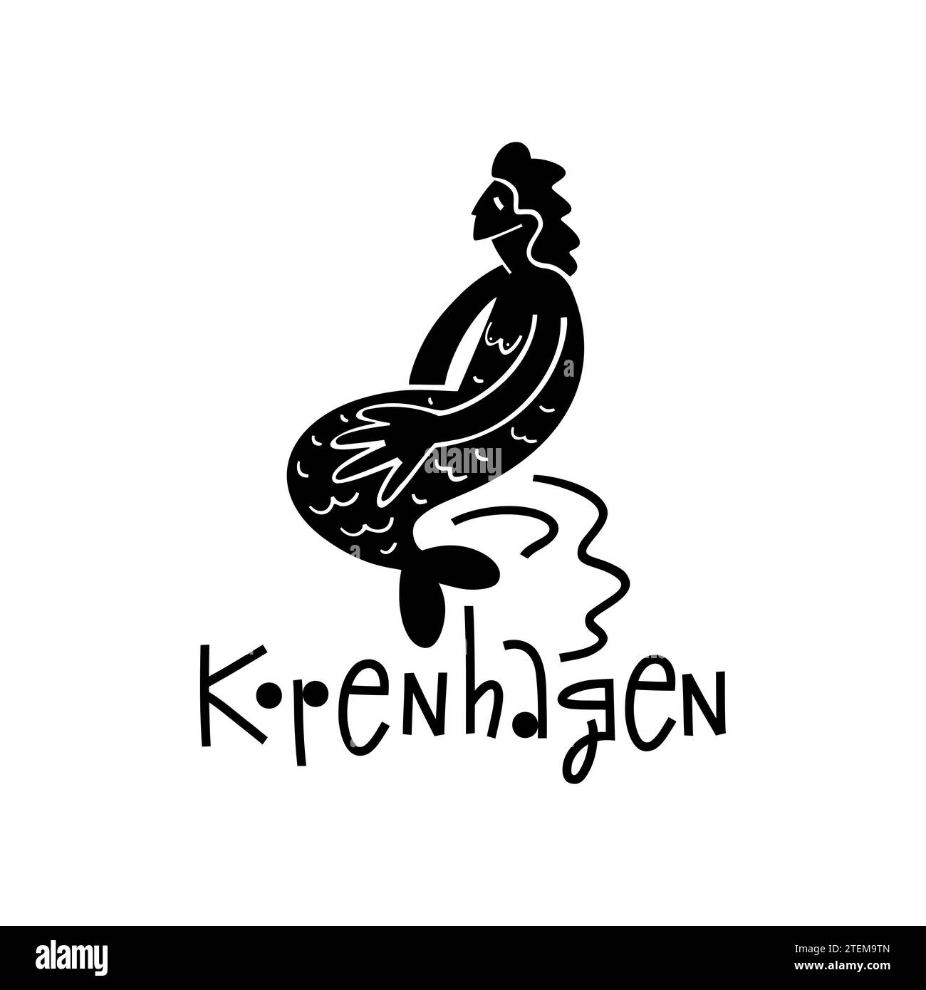 Vector Hand Drawn Danemark Label. Voyage Skandinavian Illustration. Illustration de lettrage à la main. Logo danois Illustration de Vecteur