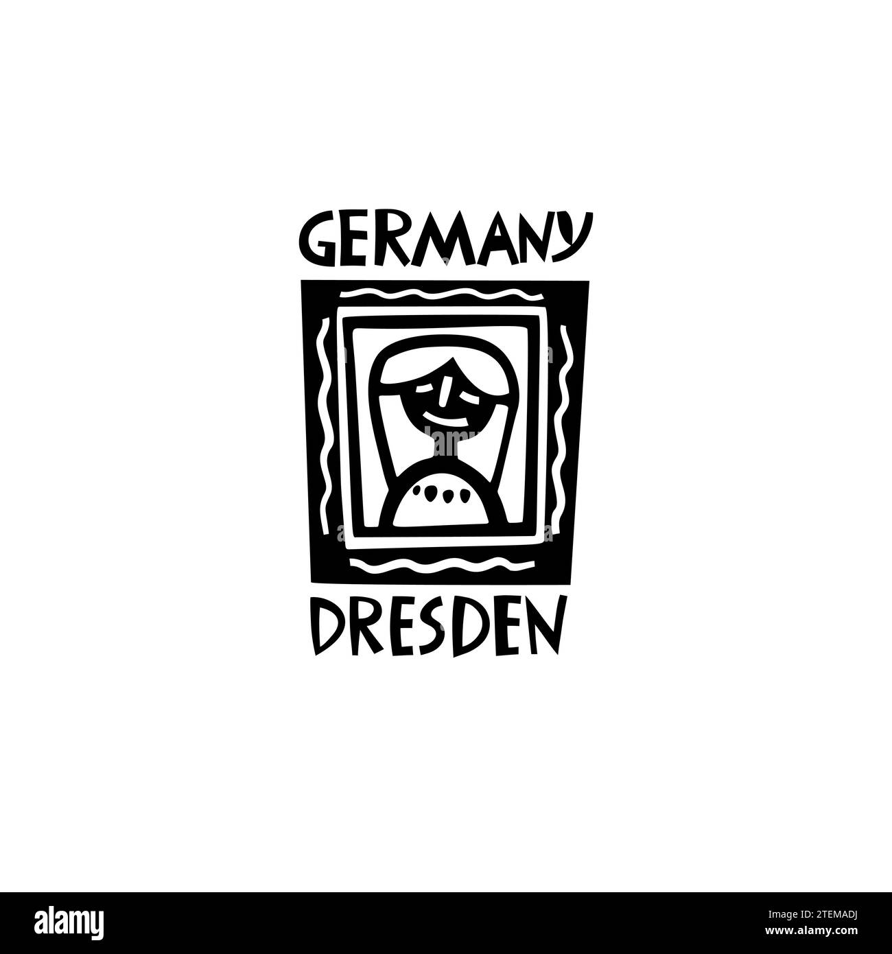 Vector Hand Drawn Germany Label. Travel Europe Illustration. Illustration du lettrage écrit à la main. Logo symbole Allemagne Illustration de Vecteur