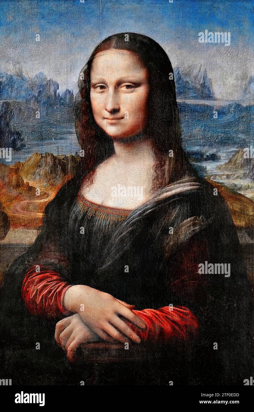 Mona Lisa, c.1503-6 (peinture) de l'artiste Vinci, Léonard de Vinci (1452-1519) (cercle de) / Italien. Illustration de Vecteur