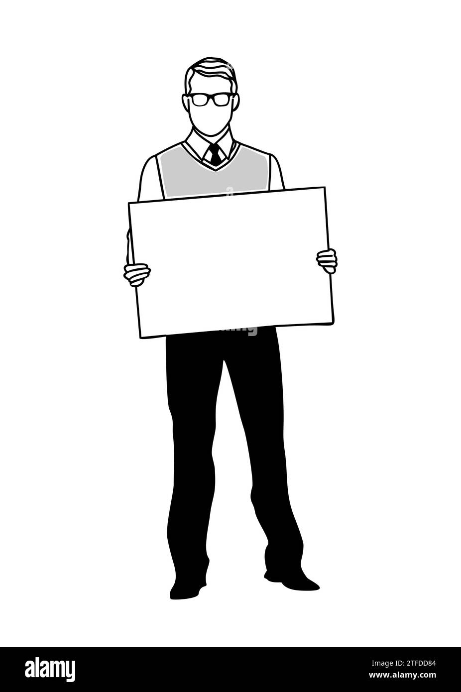 Homme d'affaires tenant le vecteur de bannière vierge isolé Illustration de Vecteur