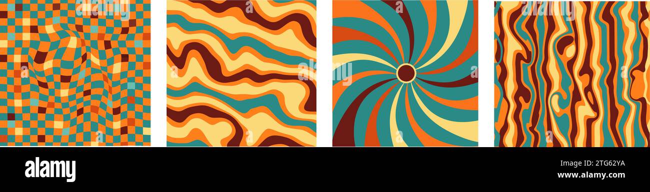 Design Boho et hippie, avec des éléments rétro vibrants et des paysages trippy. Nuages, mer, rayons du soleil et ondes psychédéliques.Une collection vectorielle des années 90 Illustration de Vecteur