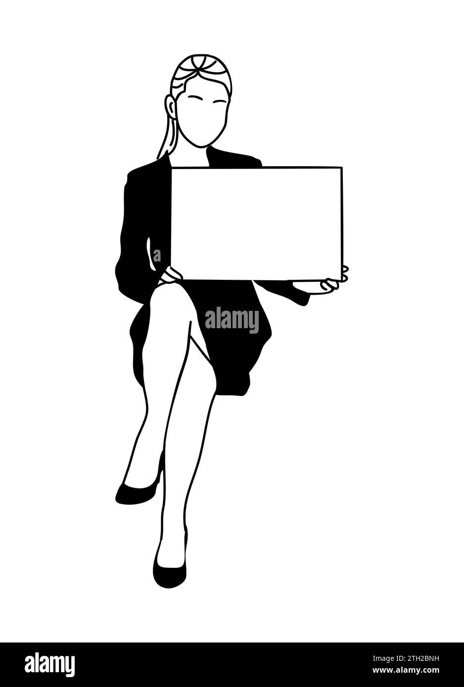 Femme d'affaires tenant la bannière blanche vecteur art. Illustration de Vecteur