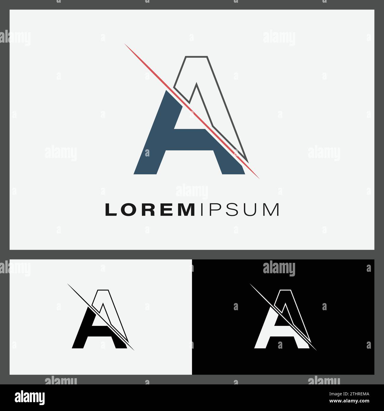 Lettre A icône de logo de coupe avec ligne coupée au milieu. Conception créative de logo monogramme. Modèle de conception d'icône de mode Illustration de Vecteur