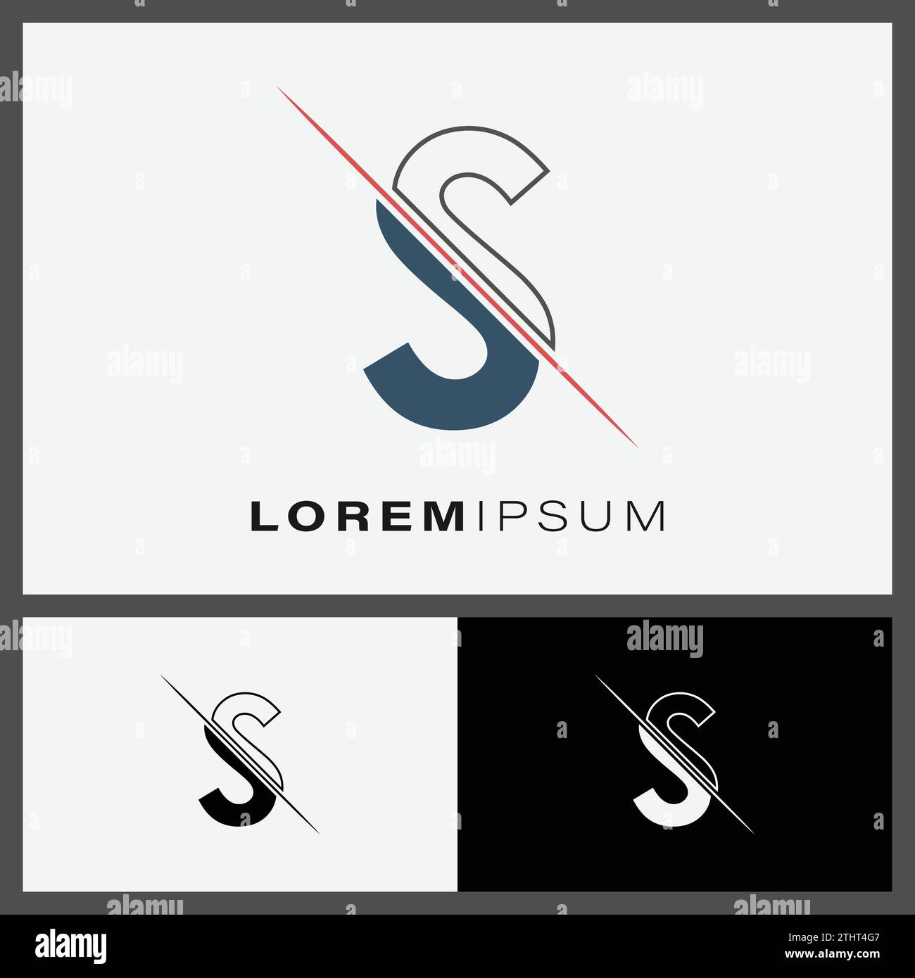 Icône de logo de coupe de lettre S avec ligne coupée au milieu. Logo Creative alphabet S monogramme. Modèle de conception d'icône de mode Illustration de Vecteur