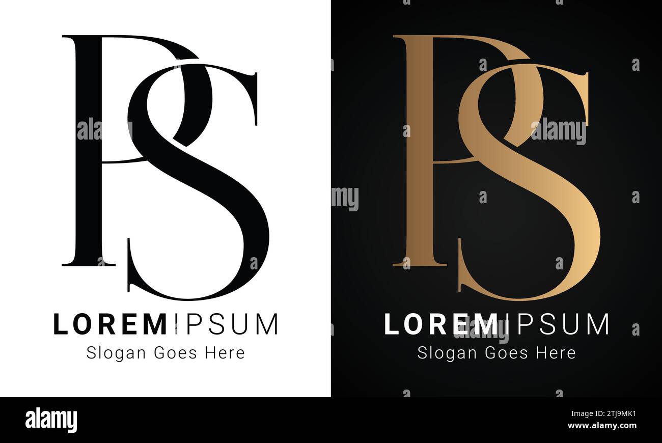 Logo de lettre de texte de luxe initial SP ou PS Monogram Illustration de Vecteur