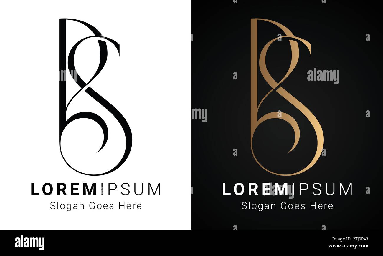 Logo de lettre de texte de luxe initial SP ou PS Monogram Illustration de Vecteur