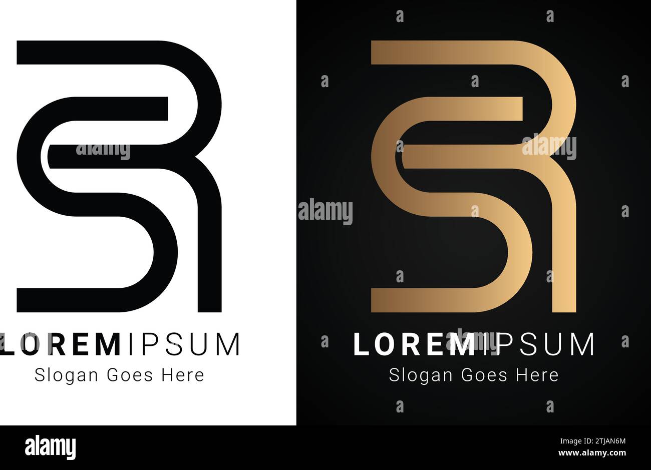 Design original de luxe avec lettre textuelle RS ou SR monogramme Illustration de Vecteur