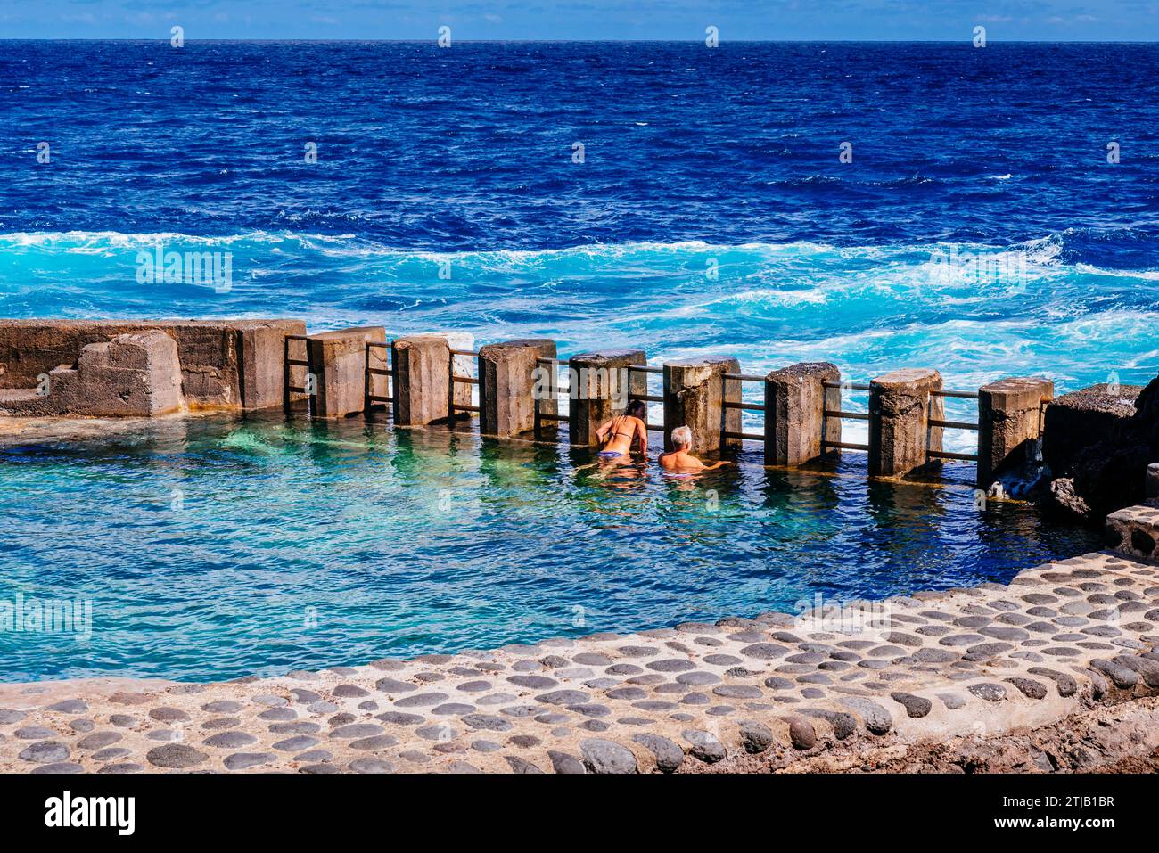 Piscines d'eau de mer El Charco Azul. San Andrés y sauces, la Palma, Santa Cruz de Tenerife, Islas Canarias, Espagne, Banque D'Images