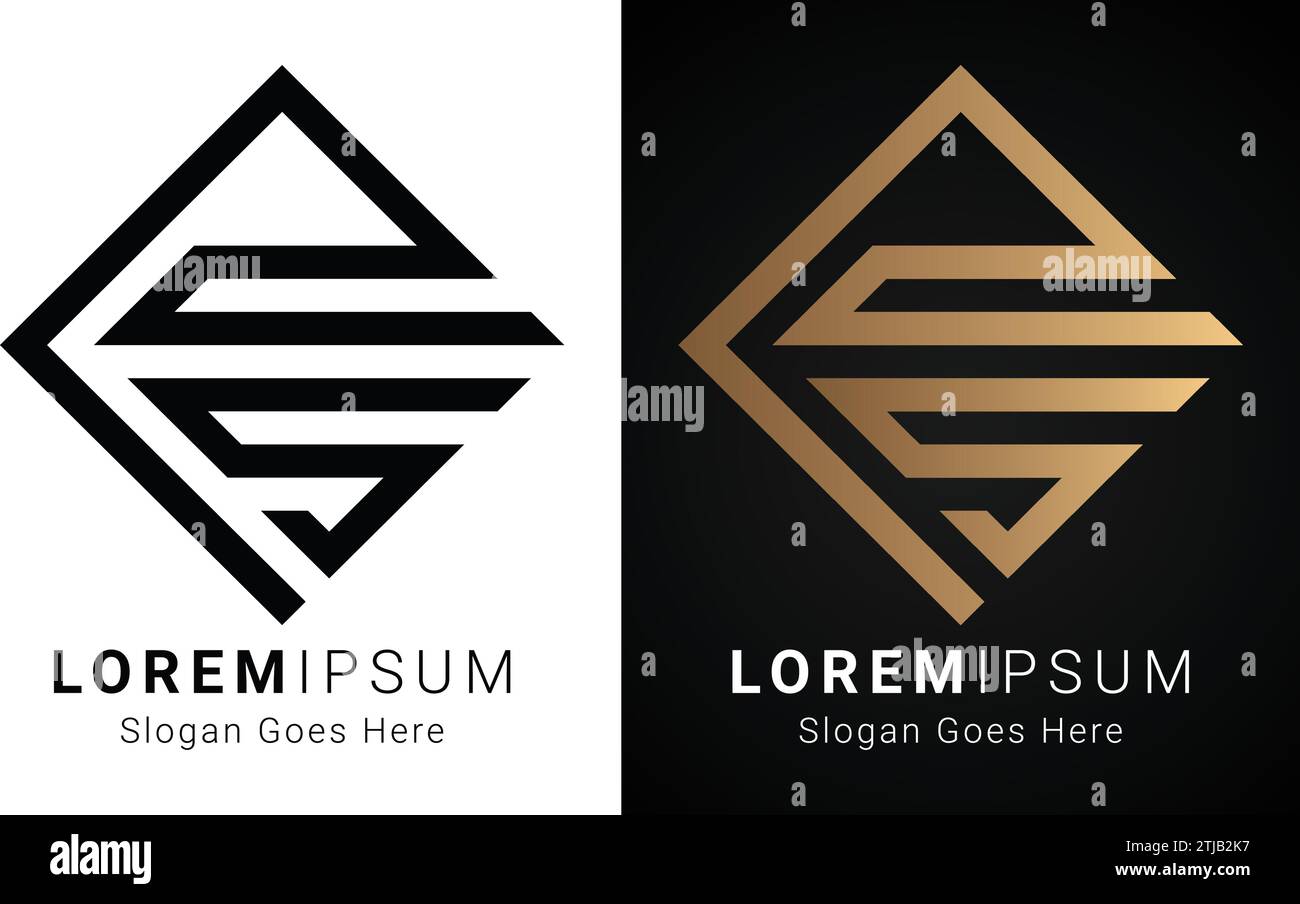 Design original de luxe avec lettre textuelle RS ou SR monogramme Illustration de Vecteur