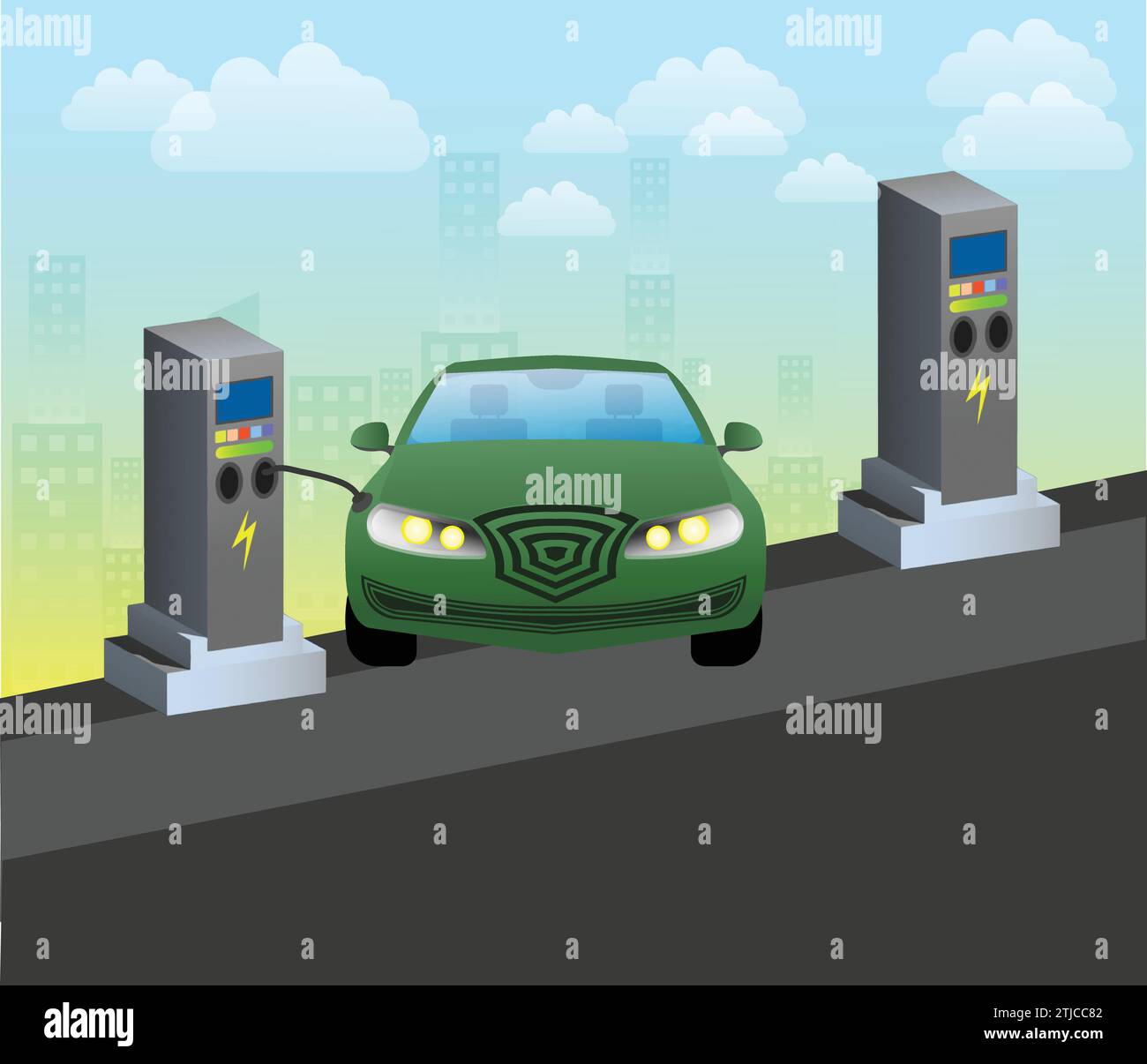 Station de charge pour véhicules Illustration de Vecteur