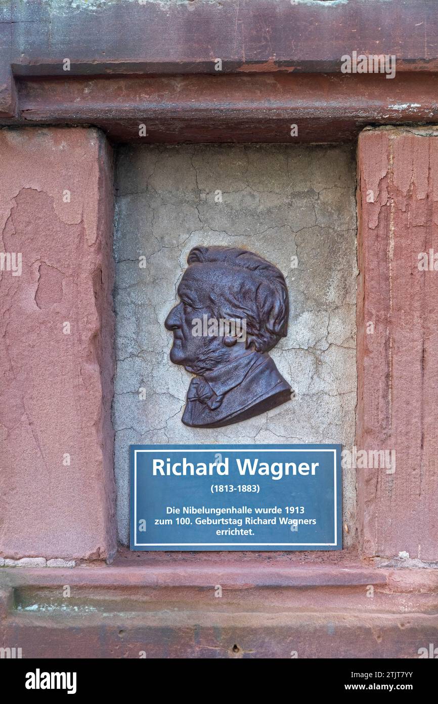 Mémorial Richard Wagner, Nibelungenhalle, 'piste des ânes' à Dragon's Rock, Königswinter, Rhénanie du Nord-Westphalie, Allemagne Banque D'Images
