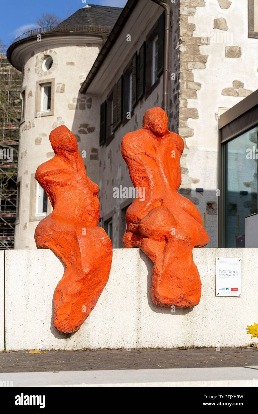 Restaurant, sculptures, plateau, Dragon’s Rock, Königswinter, Rhénanie du Nord-Westphalie, Allemagne Banque D'Images