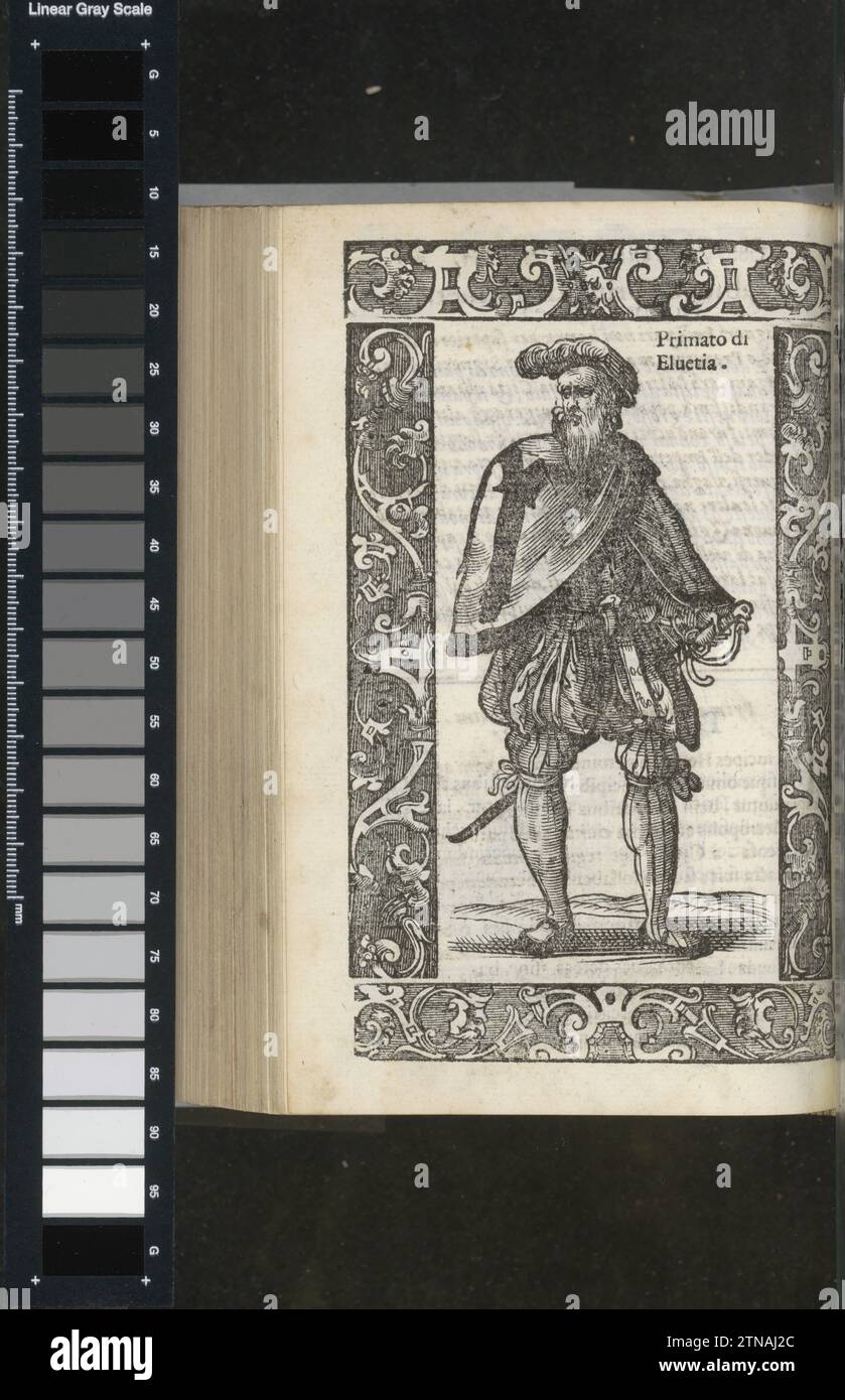 Primacy of Elvetia, Christoph Krieger, d'après Cesare Vecellio, papier de 1598 Banque D'Images