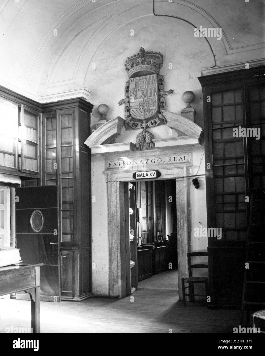12/31/1929. Entrée à la salle de patronage royal des archives Simancas (Valladolid). Crédit : Album / Archivo ABC Banque D'Images