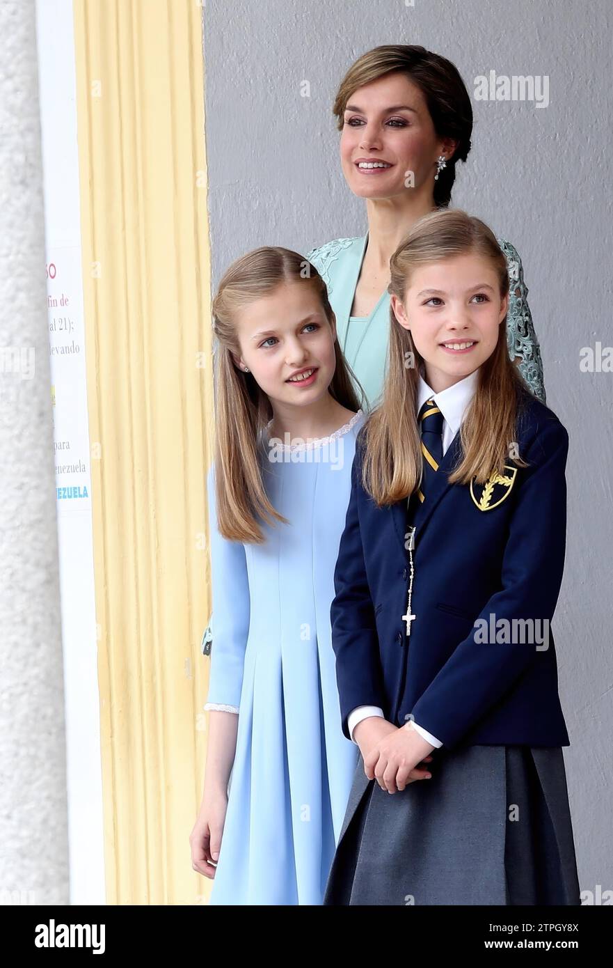 Madrid, 05/17/2017. La famille royale à la communion de l'Infante Sofía. Photo : Ernesto Acute Archdc. Crédit : Album / Archivo ABC / Ernesto Agudo Banque D'Images