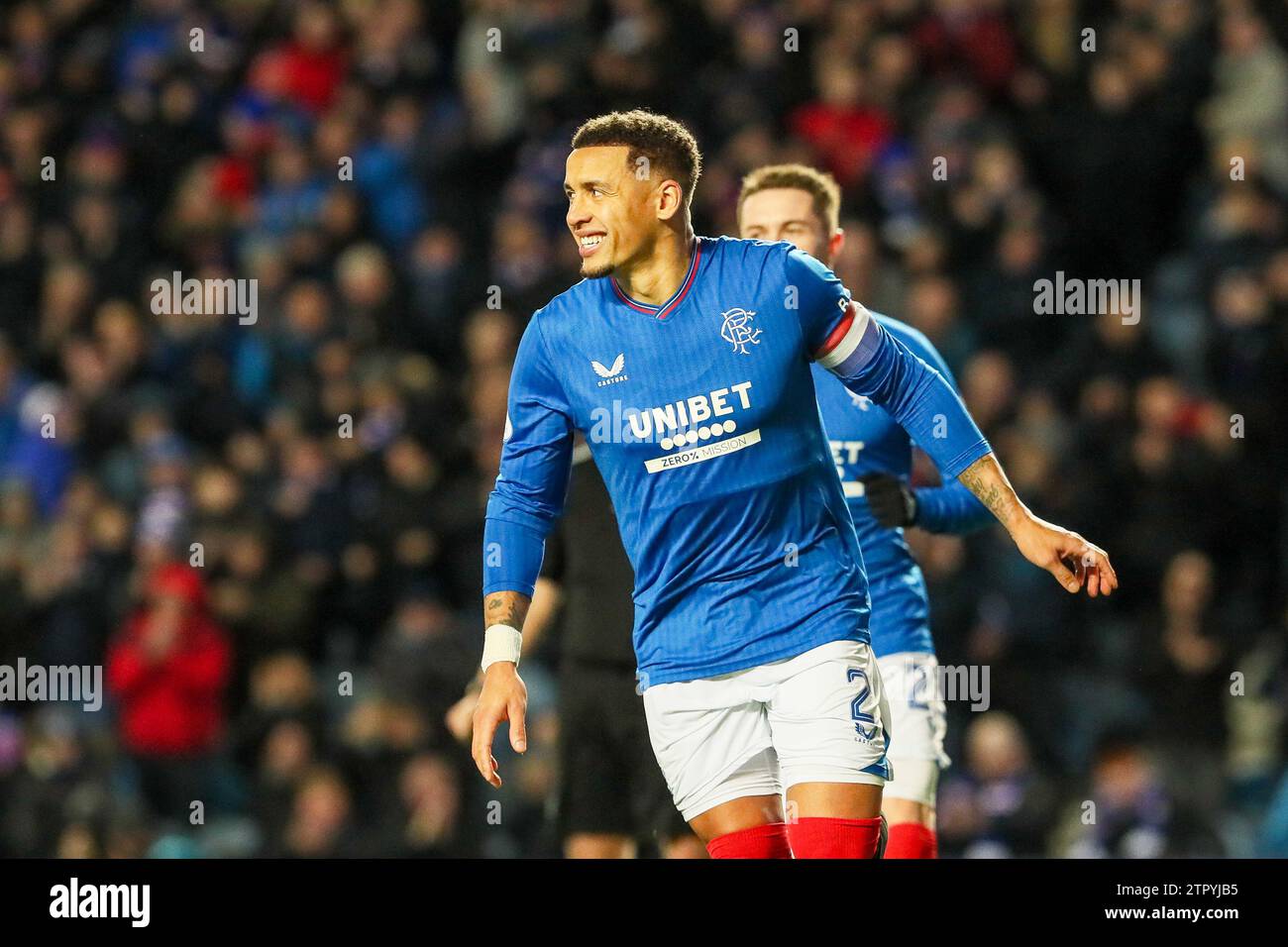 Glasgow, Royaume-Uni. 20 décembre 2023. Après leur victoire de la Viaplay Cup le 17 janvier à Hampden Park, les Rangers jouent maintenant à St Johnstone sur leur terrain d'Ibrox Stadium, Glasgow, Écosse, Royaume-Uni. Les Rangers sont maintenant à seulement 5 points derrière Celtic avec deux matchs en main, donc le résultat de ce match est très important. Crédit : Findlay/Alamy Live News Banque D'Images