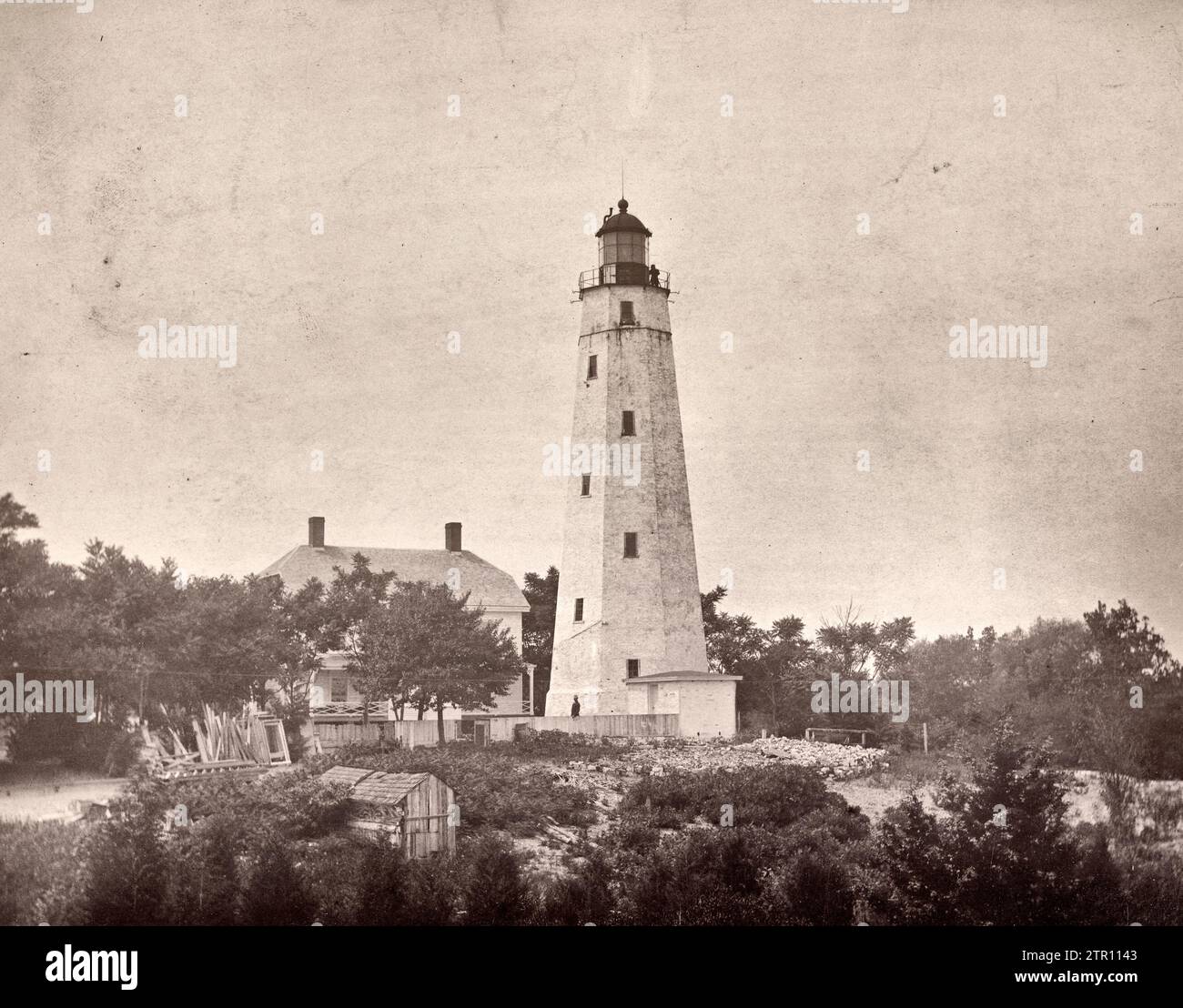 Il participe au phare de Sandy Hook dans le New Jersey le 1913 août Banque D'Images