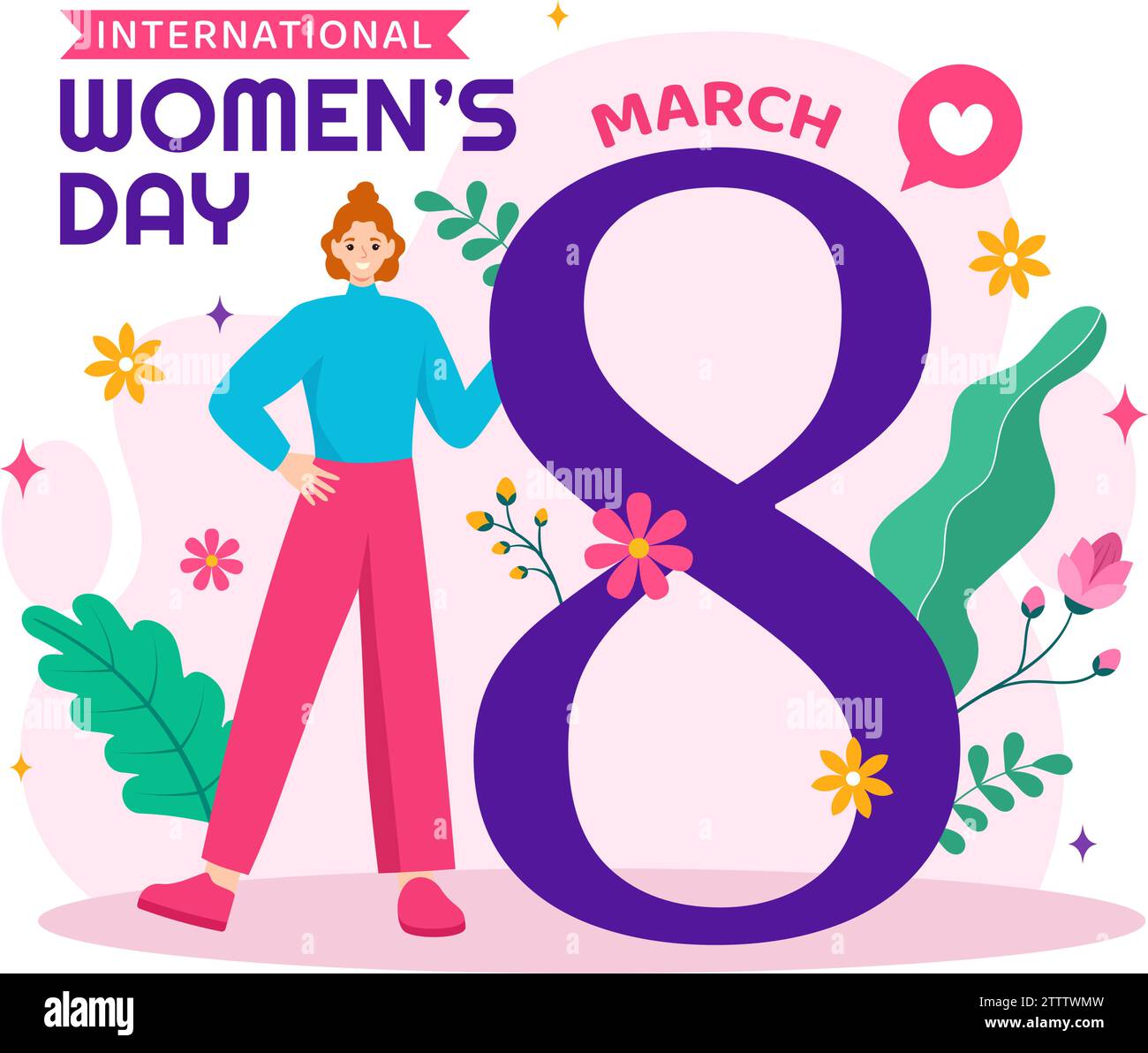 Illustration vectorielle de la Journée internationale de la femme le 8 mars pour célébrer les réalisations et la liberté des femmes dans la conception de fond de dessin animé plat Illustration de Vecteur