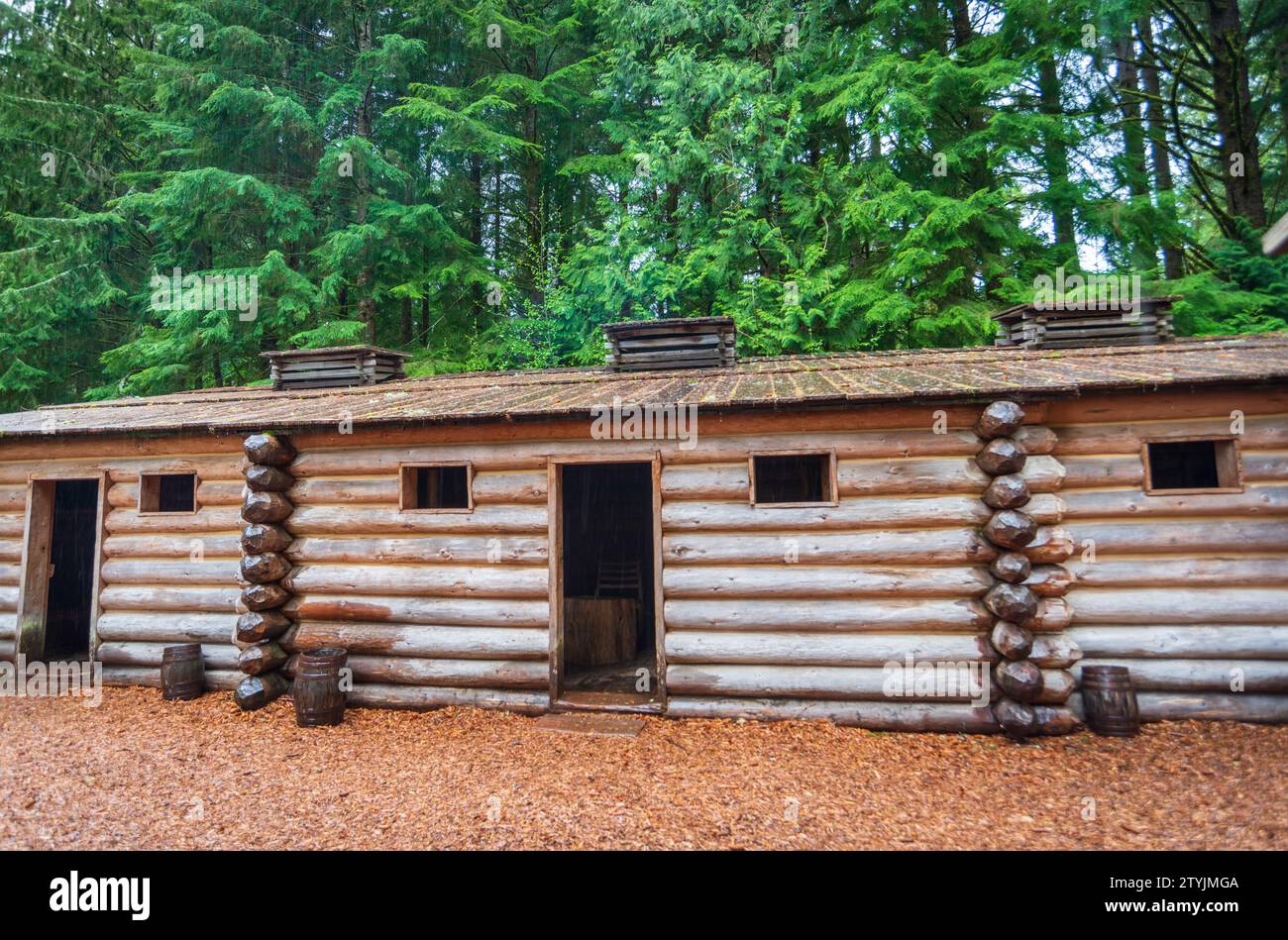 Fort Clatsop dans les parcs historiques nationaux et nationaux de Lewis et Clark, Oregon Banque D'Images