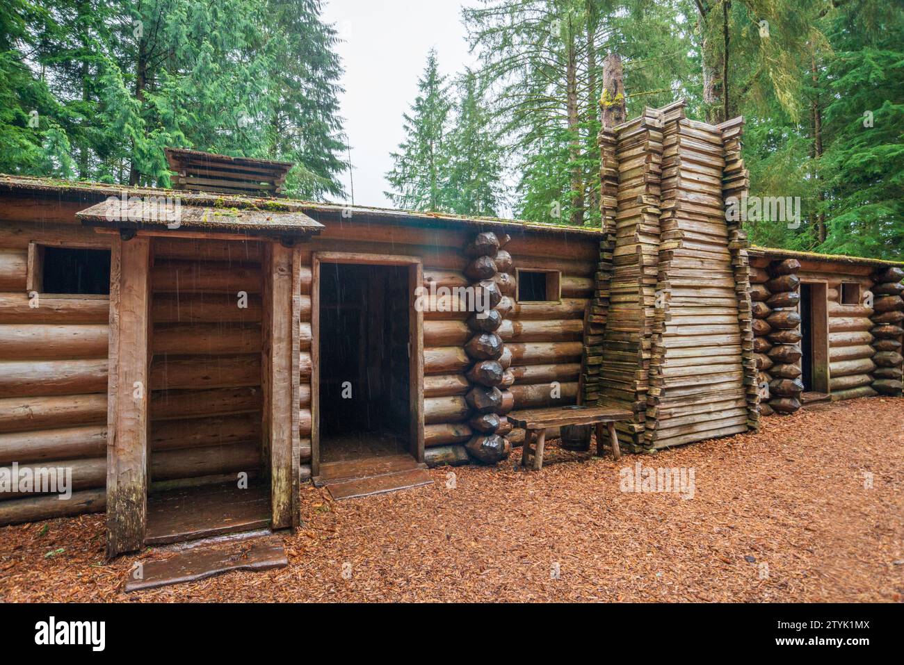 Fort Clatsop dans les parcs historiques nationaux et nationaux de Lewis et Clark, Oregon Banque D'Images