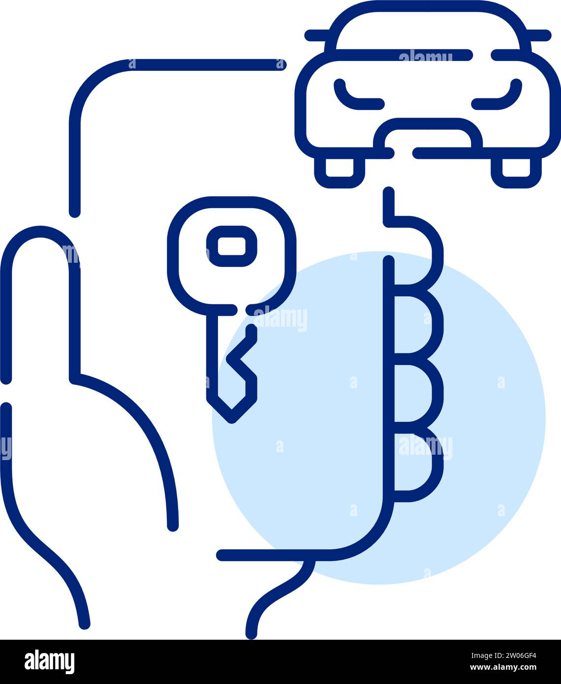 Application de partage de voiture. Main tenant un téléphone. Déverrouillage avec clé électronique. Icône Pixel Perfect Illustration de Vecteur