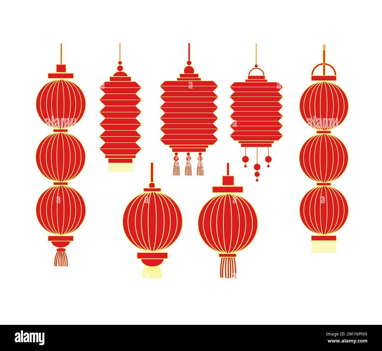 Illustration vectorielle de lanterne chinoise en or rouge Illustration de Vecteur