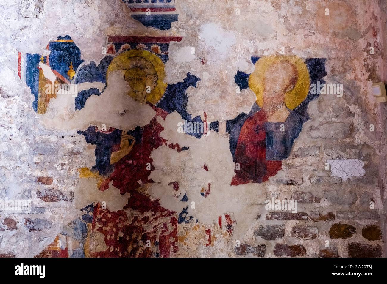 Peintures à l'intérieur de la Cattolica di Stilo, une église byzantine dans la commune de Stilo. Banque D'Images