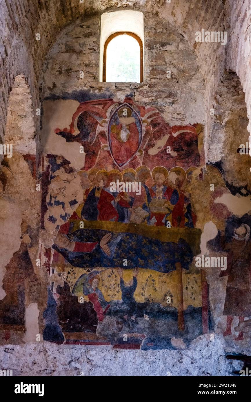 Peintures à l'intérieur de la Cattolica di Stilo, une église byzantine dans la commune de Stilo. Banque D'Images